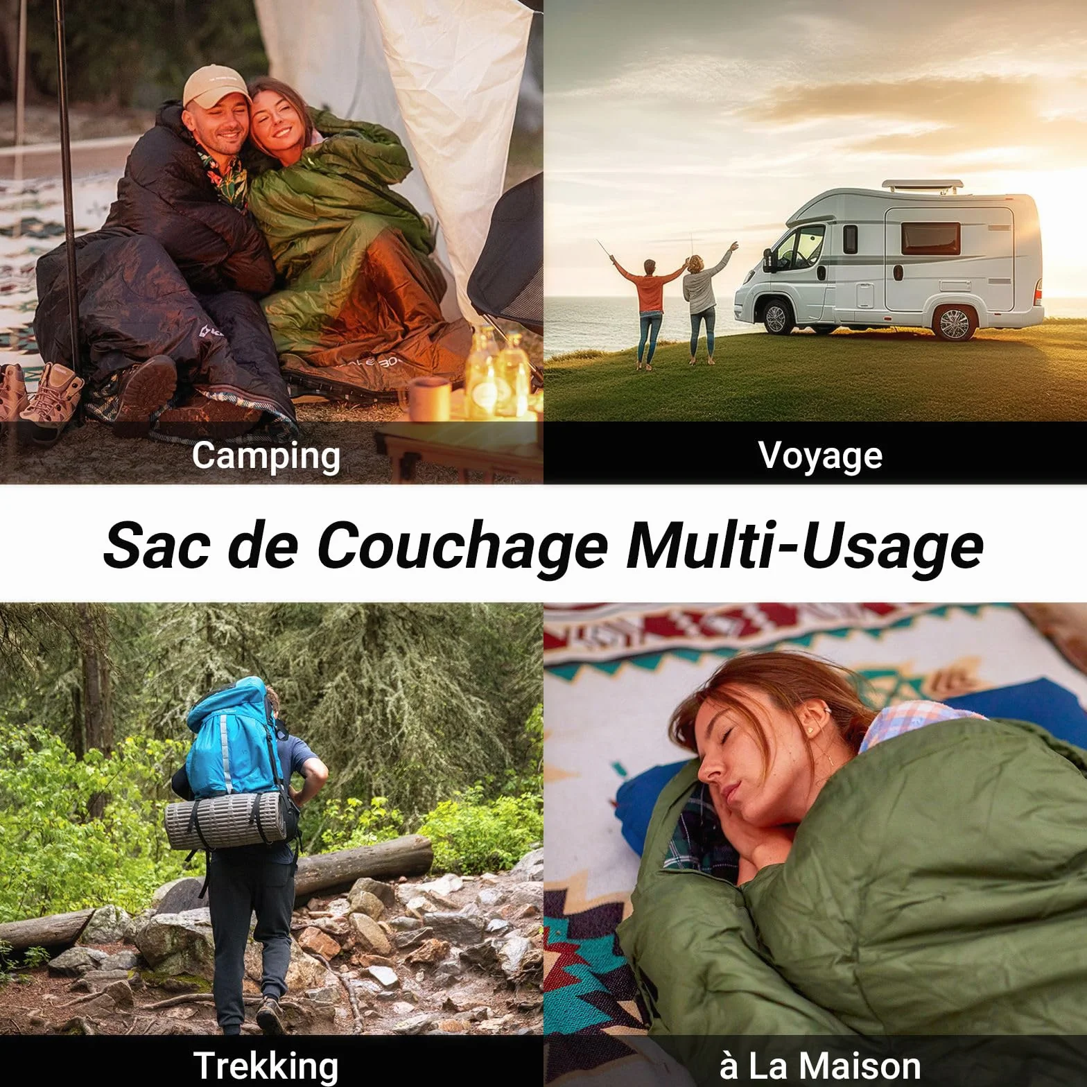 KingCamp Saco de Dormir Adulto XXL de Franela de Algodón, 230 x 90 cm, Cálido, para 3 o 4 Sstaciones, para Acampar y Viajes, con Capucha y Saco de Compresión.