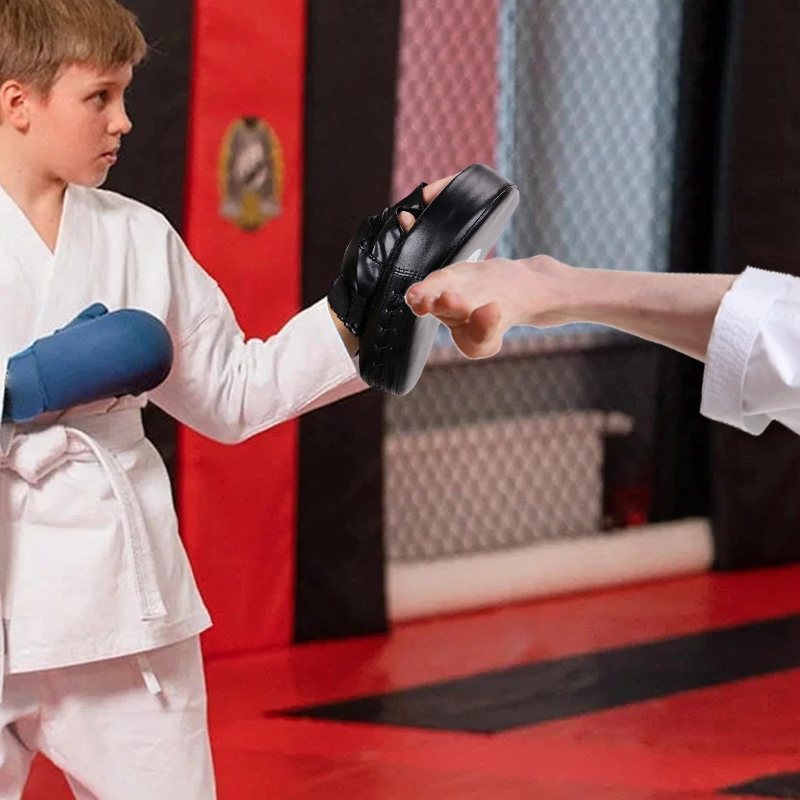 Manoplas de boxeo de cuero PU para adultos, almohadillas de MMA y entrenamiento