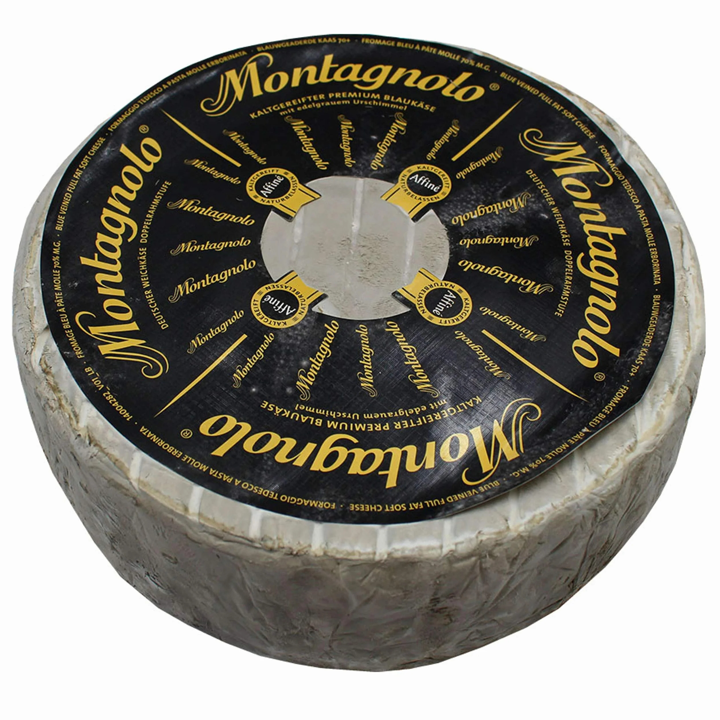 Queso Azul Cremoso Montagnolo - Hecho a partir de leche de vaca pasteurizada y se elabora a partir de una receta tradicional - Medio Queso 1.100 gramos Peso Aproximado