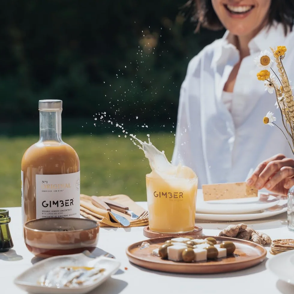 GIMBER Ginger Concentrate 2 x 700 ml 1.4 L Organic Non-Alcoholic Drink with Ginger Lemon and Herbs