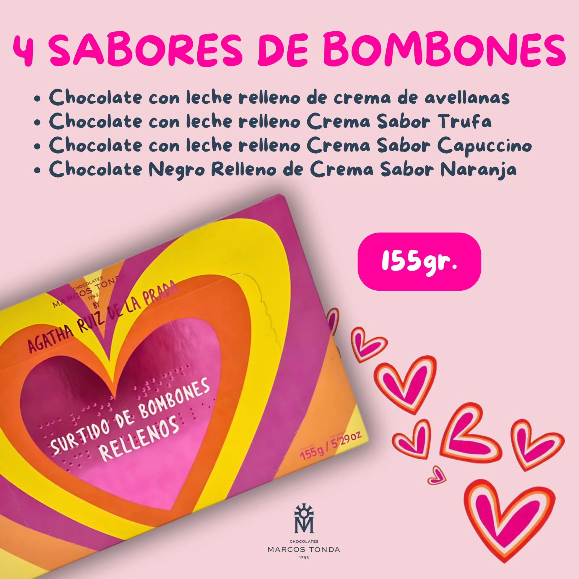 Chocolate Marcos Tonda – Agatha Ruiz de la Prada Pack 5 Unidades | Caja Bombones De 150 Gr X5 | Caja Bombones Regalo | Bombones Para Regalar | Chocolates Originales Para Regalar