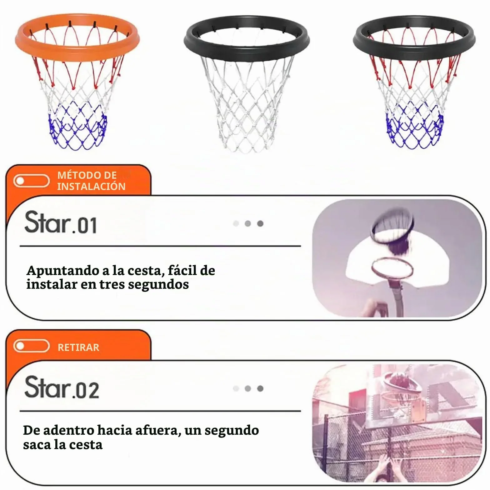 Poliuretano marco de malla de baloncesto portátil extraíble profesional