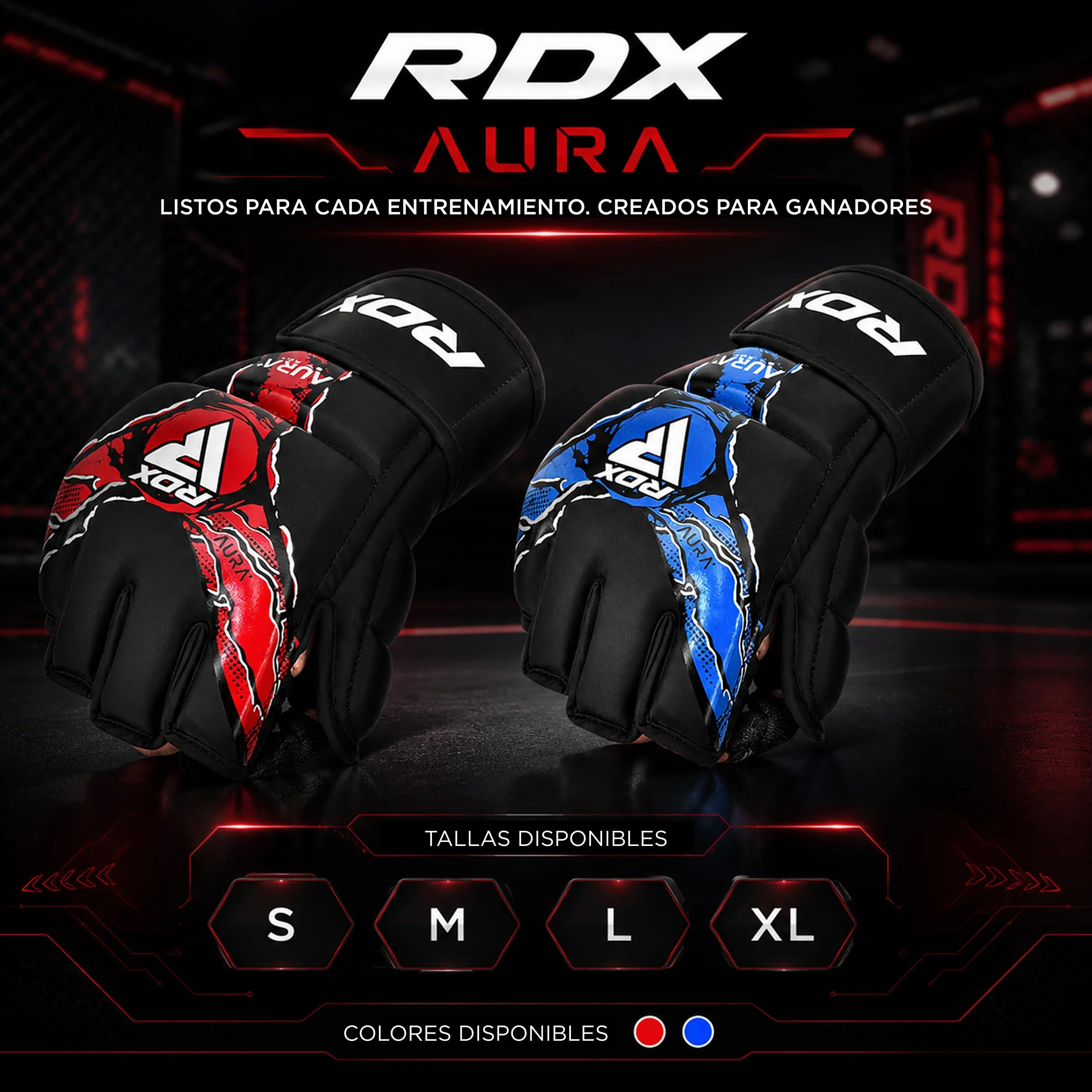 RDX Aura Plus F-17 Guantes de MMA de Cuero con Protección Reforzada para el Pulgar