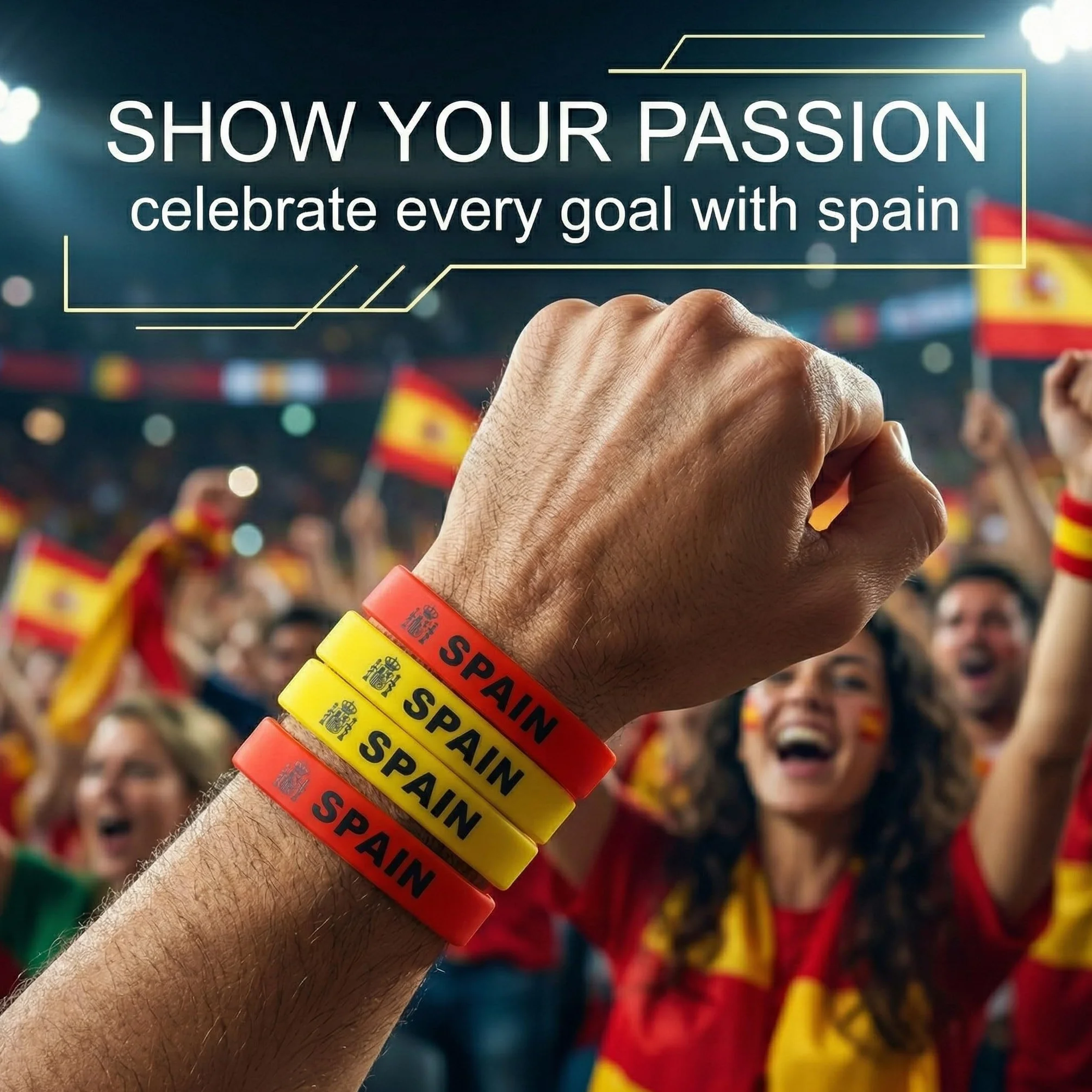 Pulseras de silicona con diseño de bandera de España, 8 piezas, para hombres y mujeres, Copa Mundial 2026