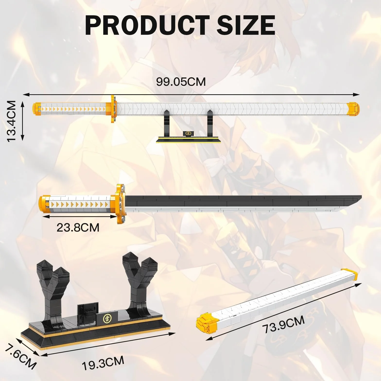 Espada Zenitsu Agatsuma 99cm Katana Demon Slayer Bloques Construcción 956 Piezas