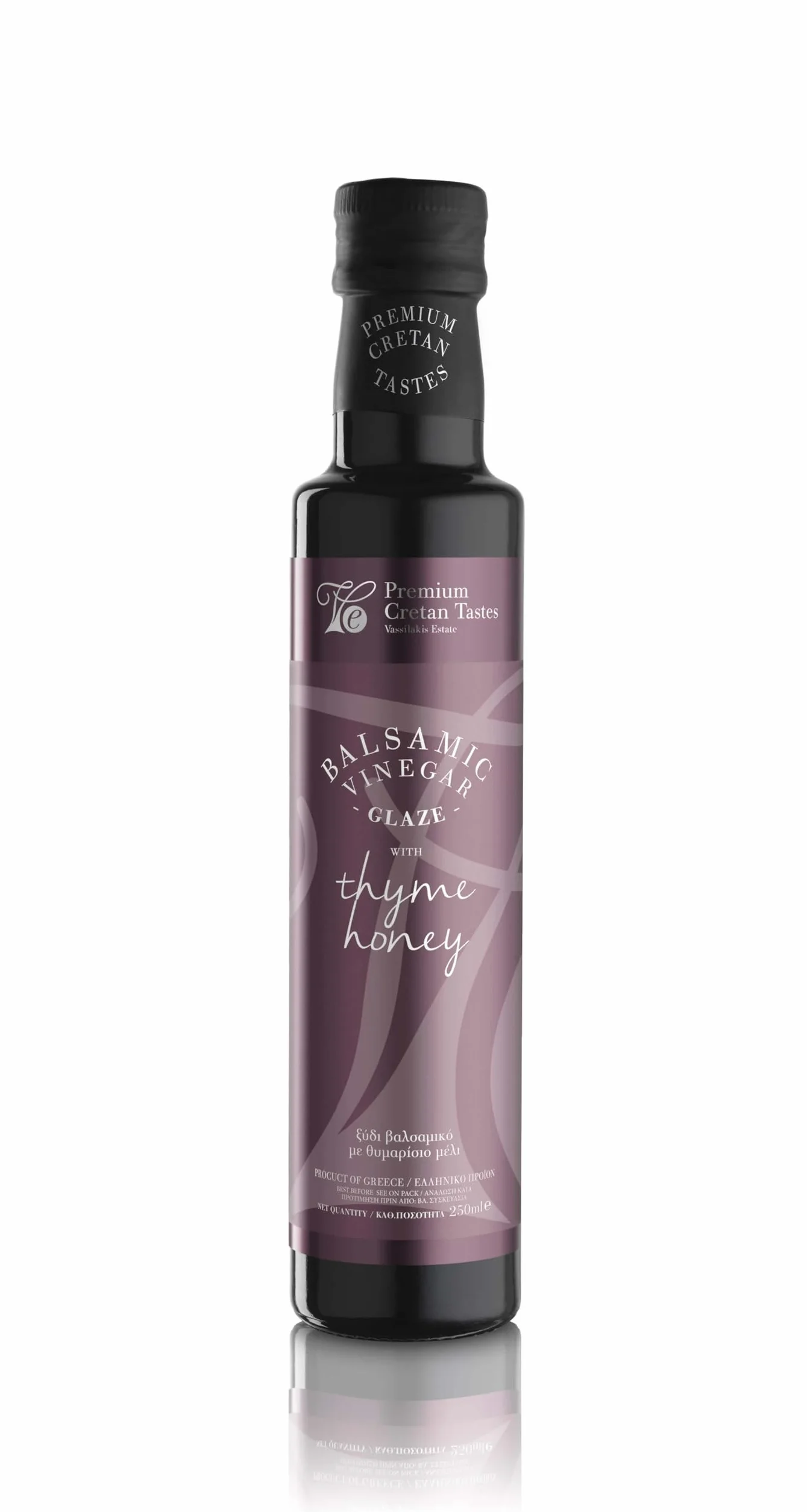 Vassilakis Estate – Vinagre Balsámico Griego con Miel de Tomillo – Botella de 250 ml