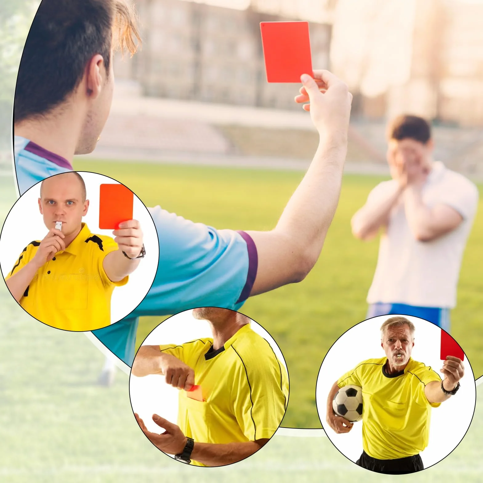 Tarjetas Rojas y Amarillas PVC con Silbato y Cuerda para Árbitro de Fútbol