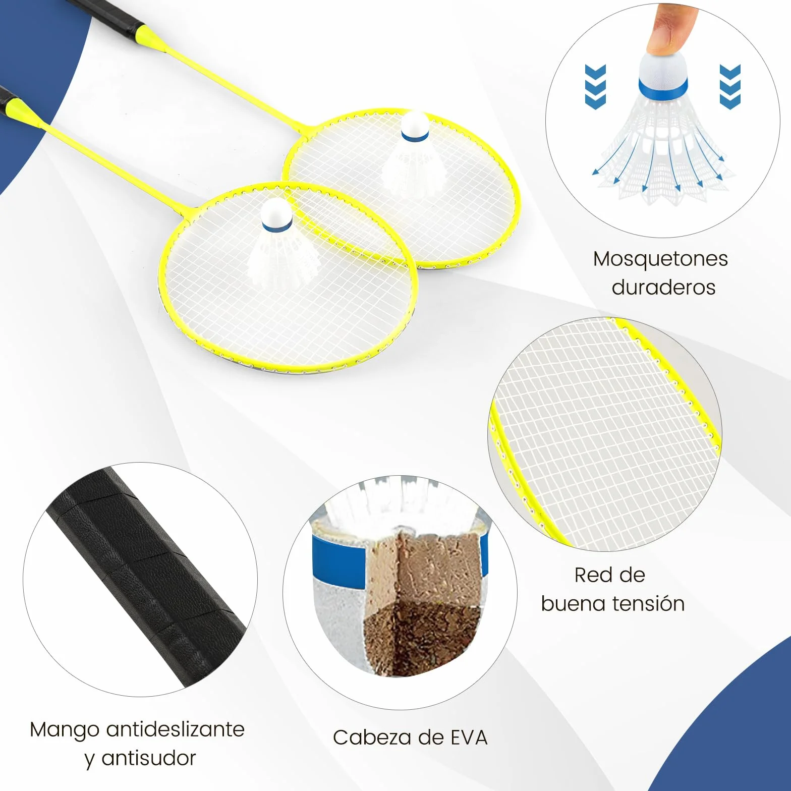 COSTWAY Set de Bádminton Completo, 2 Raquetas, 2 Volantes, Caja Almacenamiento, 270 x 33,5 x 160 cm
