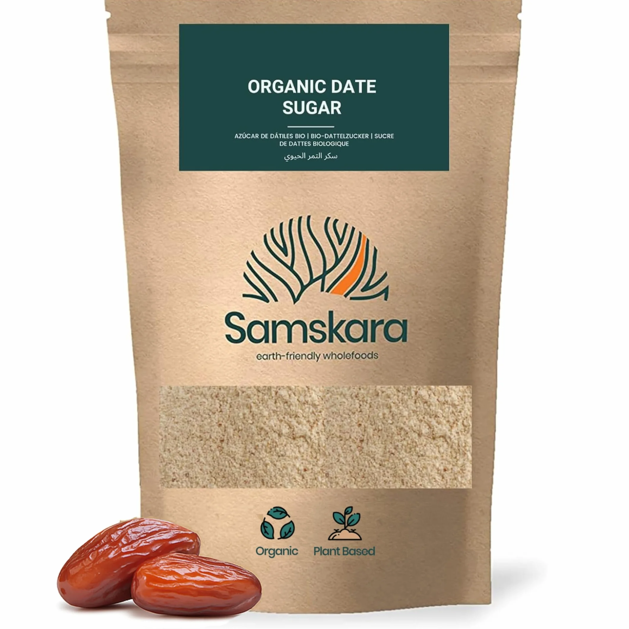 Azúcar de Dátil Ecológica BIO | Samskara | Endulzante Natural en Polvo | Dátil en Polvo Comercio Justo | Sustituto Azúcar Blanco | Dátiles Organic Dates Sugar (500 gr)