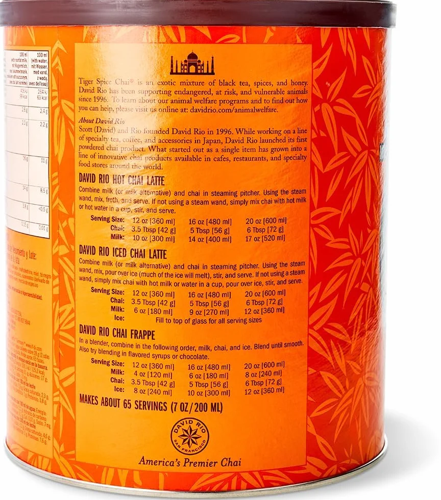 David Rio Tiger Spice Chai Tea, 4lb. (1814g) bolsa by David Rio