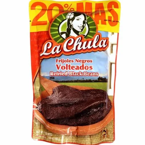 La Chula - Frijoles Negros Volteados - Producto de El Salvador - Ideal para Comidas Exóticas- 283 Gramos