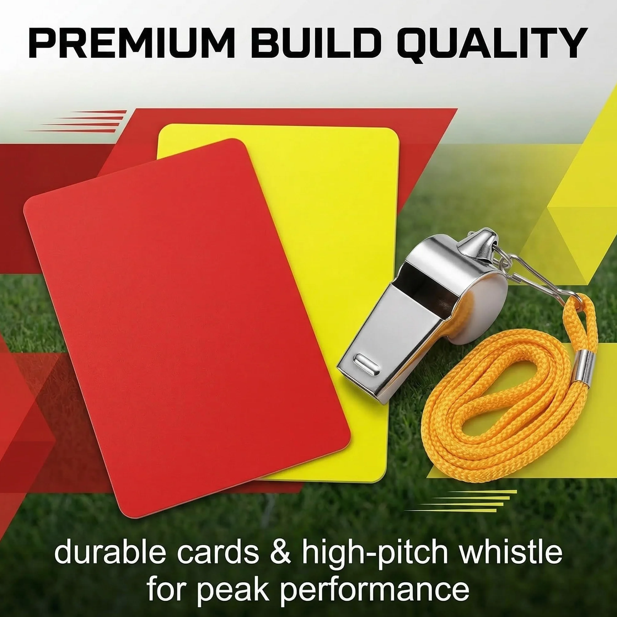 Kit de Árbitro de Fútbol con Tarjetas Roja/Amarilla y Silbato de Metal