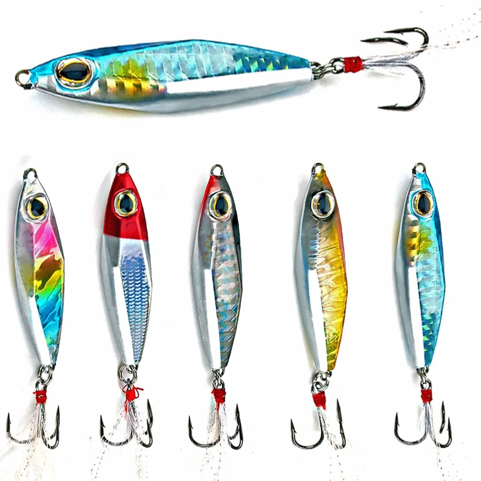Sougayilang Jigs Señuelos de pesca Cucharas de metal con micro anzuelo