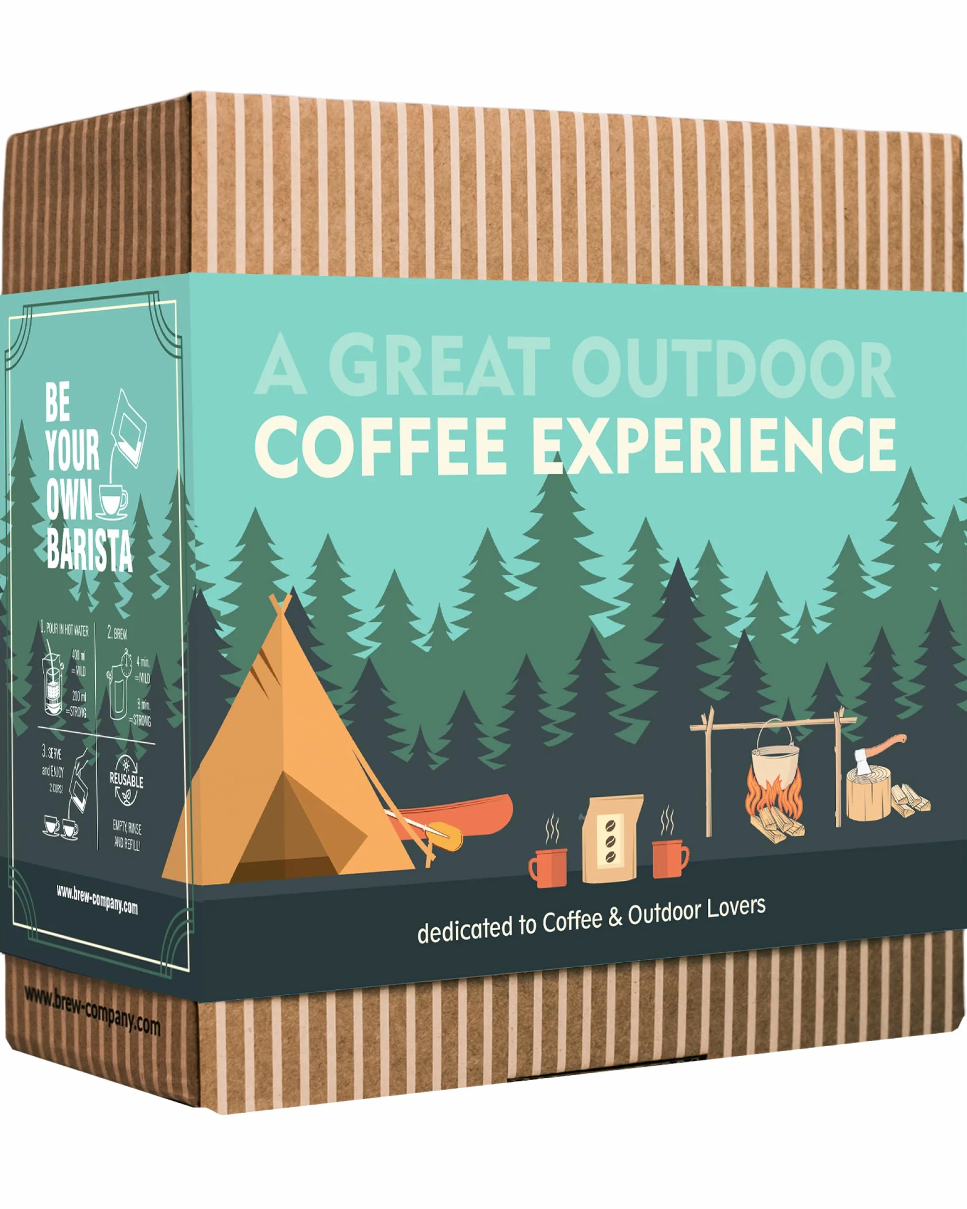 Caja de regalo de café gourmet al aire libre para hombres y mujeres, 5 cafés orgánicos y especiales de origen único del mundo en cerveceros innovadores, caja de muestra para los amantes de
