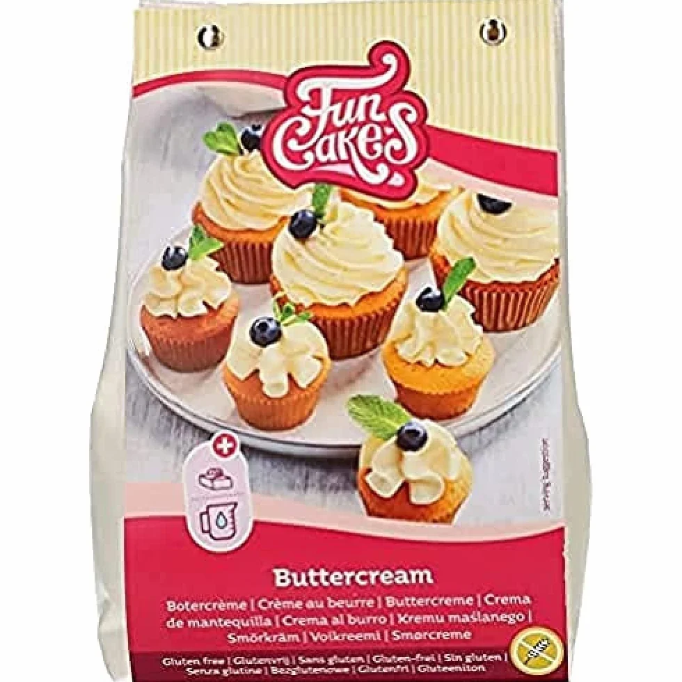 FunCakes Preparado para Crema de Mantequilla, Sin Gluten: Fácil de usar, cremoso, perfecto para la decoración de tartas, para cubrir y rellenar, para cubrir cupcakes, 500g