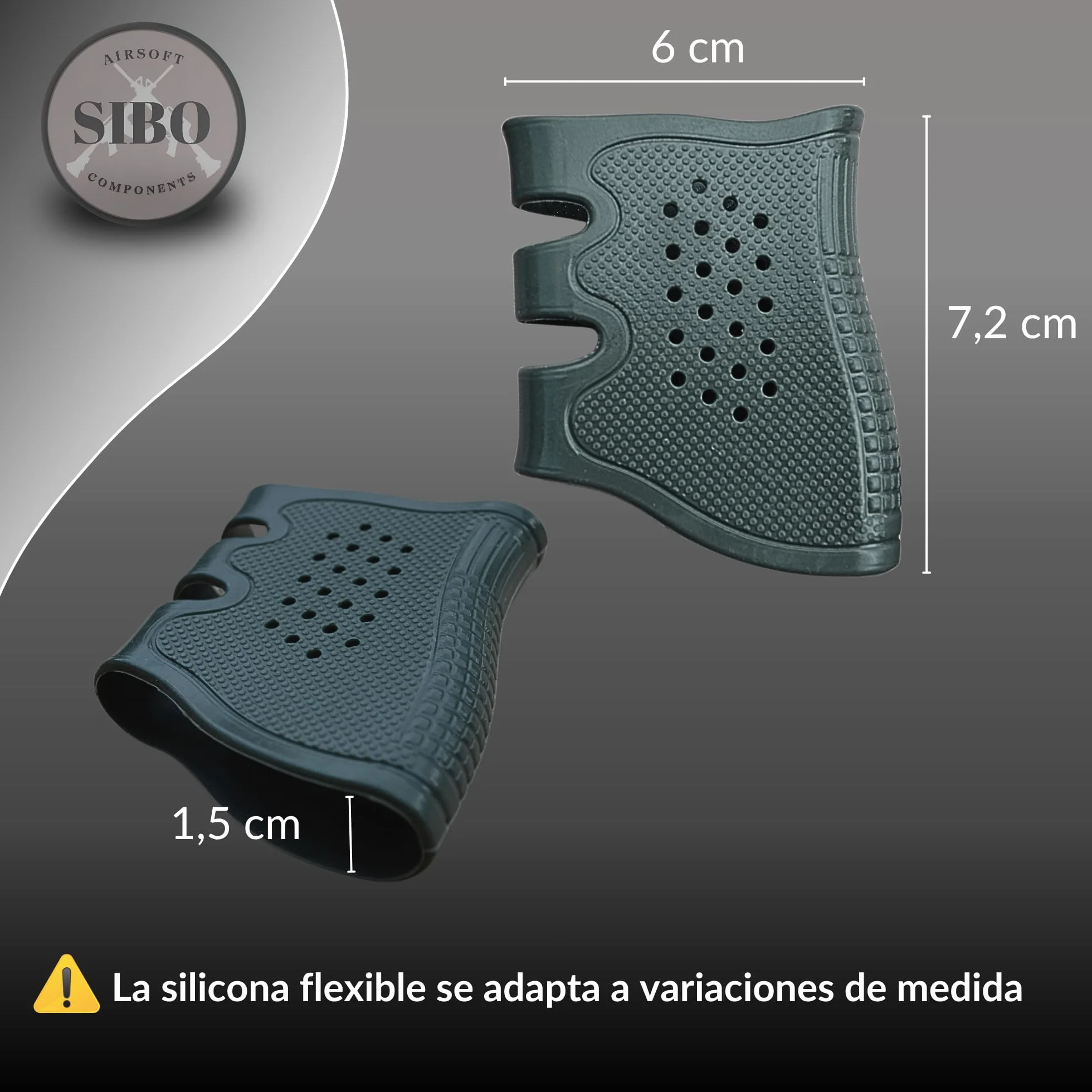 Sibo Airsoft Funda Pistola Empuñadura Pack 2 Unidades Grip Ergonómico Antideslizante Goma Silicona Accesorio Caza Tiro Outdoor
