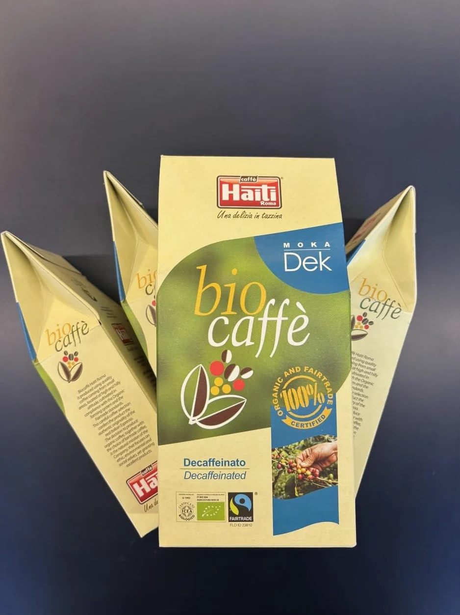 Caffè Haiti Roma Biocaffè Moka Dek 100% Orgánico 100% Equosolidale Café Descafeinado Molido 4x250g