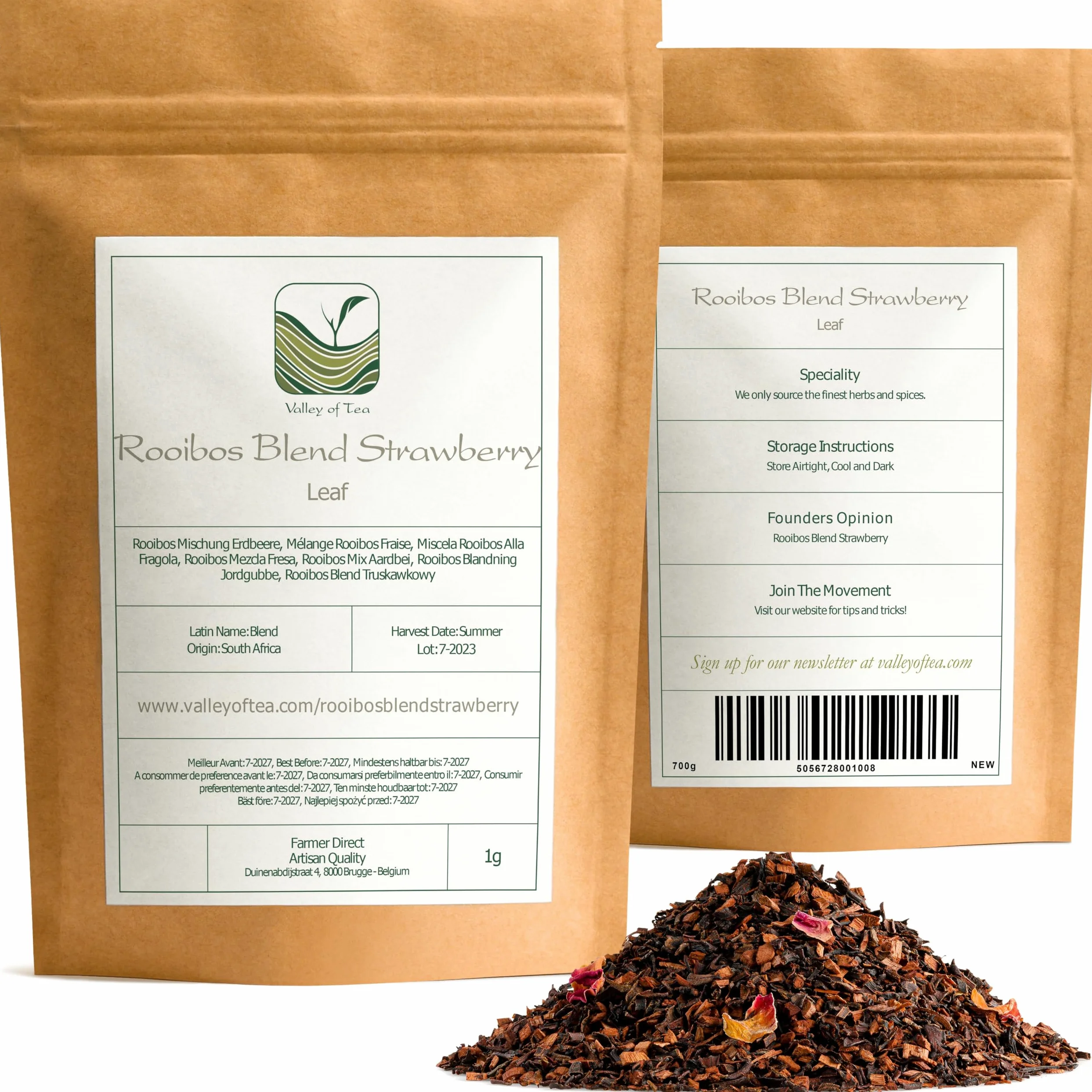 Rooibos Fresa Mezcla - Pack Iniciación Afrutado - Redbush Infusión | sabor dulce a fresa natural combinado con el arbusto rojo sudafricano sin teína