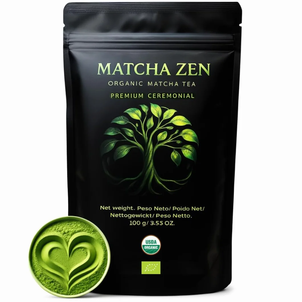 Té Matcha grado Ceremonial premium bio 100 g| Matcha 100% ecológico | Té verde en polvo orgánico | Macha en polvo | MATCHA ZEN
