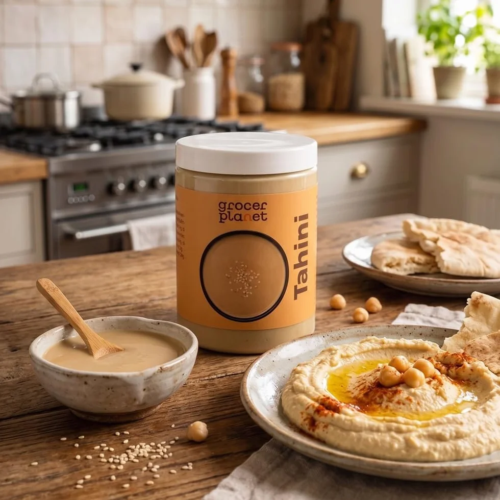 Grocer Planet - Tahini (1Kg) | Semillas de Sésamo Tostadas y Prensadas | Natural | Sin OGM | Vegano | Ideal para Humus