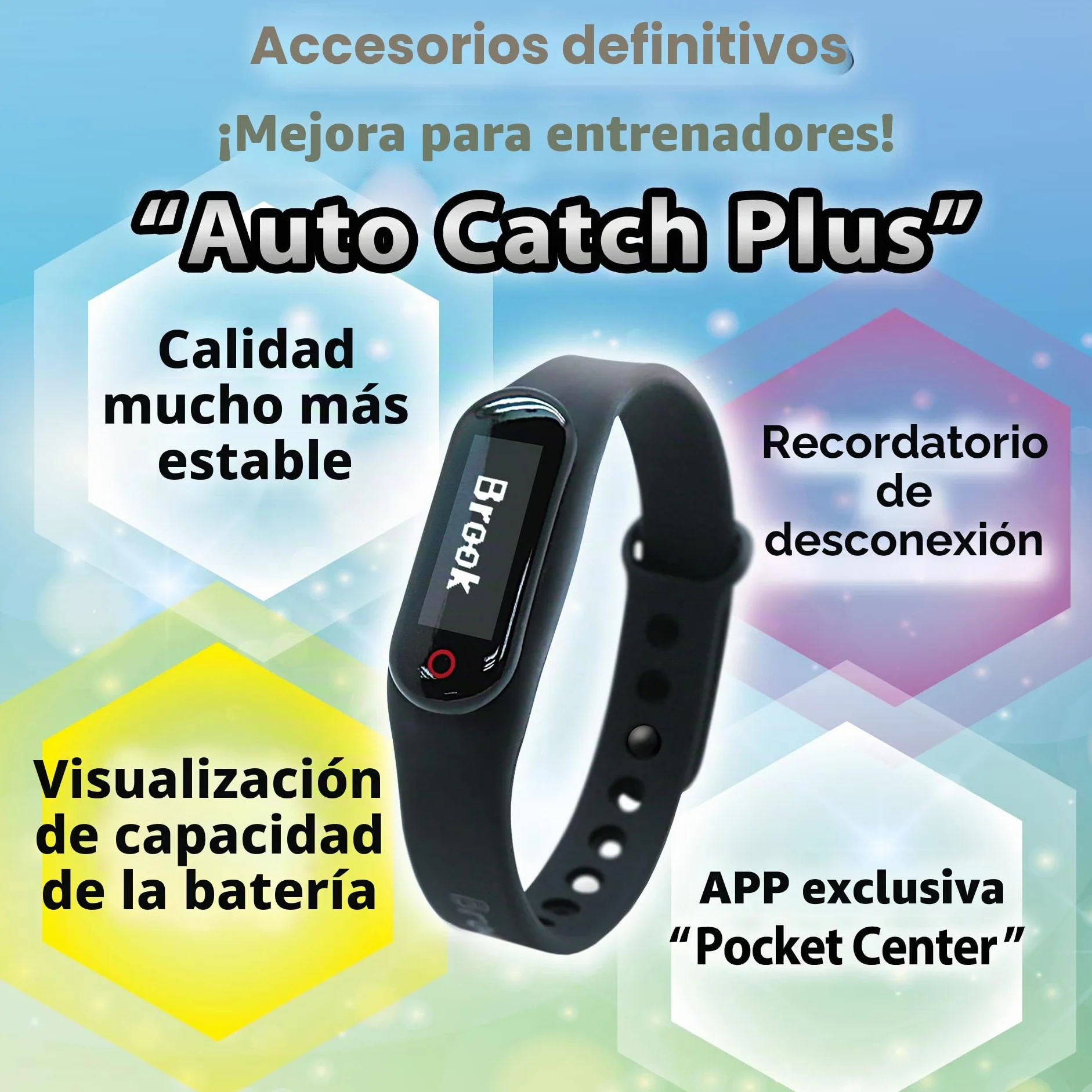 Brook Pocket Auto Catch Plus+Spin Catching Poke Mon Pulsera Accesorio recordatorio para desconexión, Capacidad de batería Pantalla