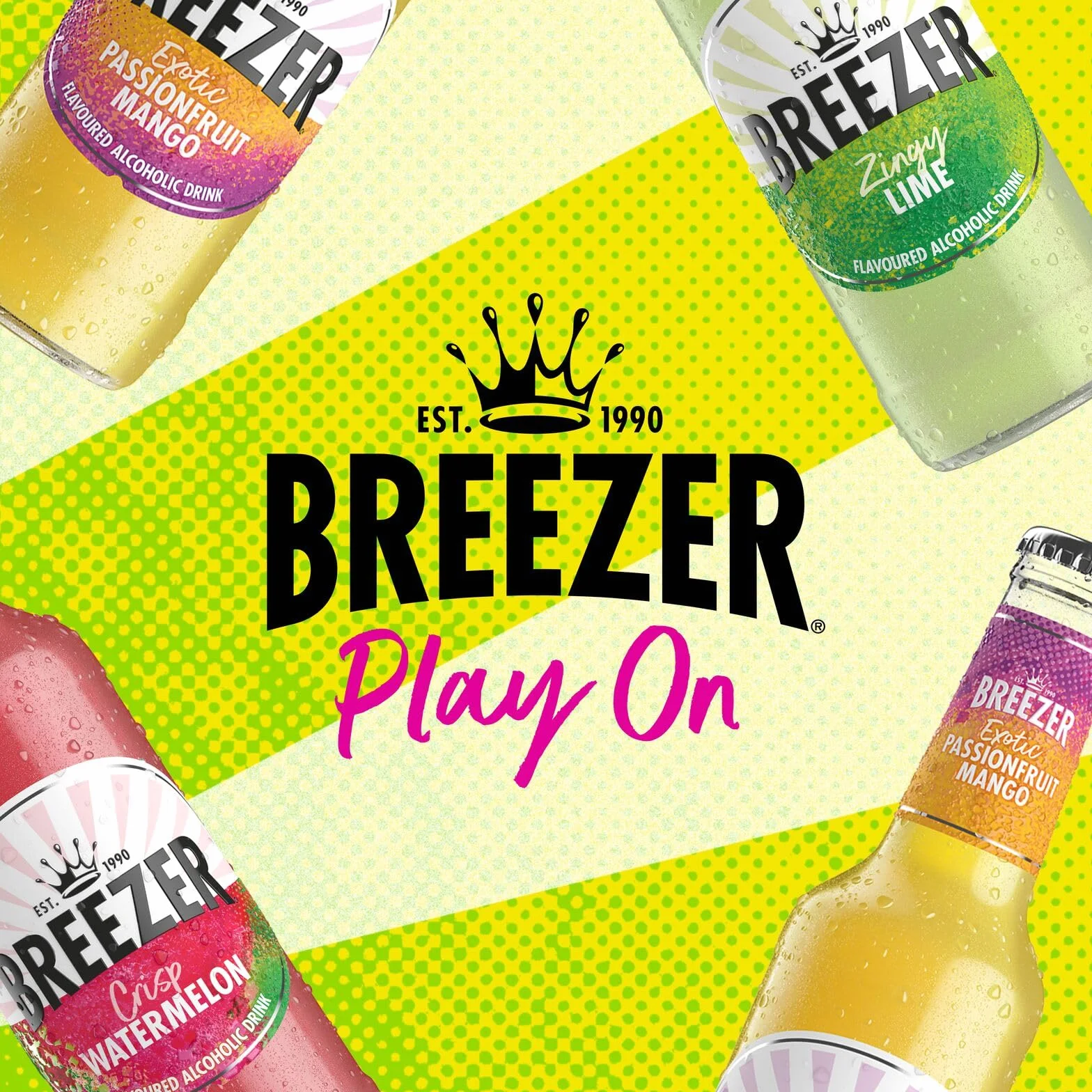BREEZER Crisp Watermelon Bebidas Alcohólicas con Sabor a Sandía, 4% Vol., 27,5 cl / 275 ml (Pack de 24), Alcohol Premezclado Listo para Beber