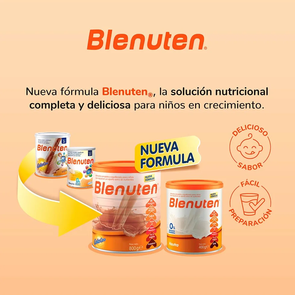 Blenuten Cola Cao | 800g | Suplemento Alimenticio Para Niños Mayores de 3 Años, con Vitaminas y Minerales