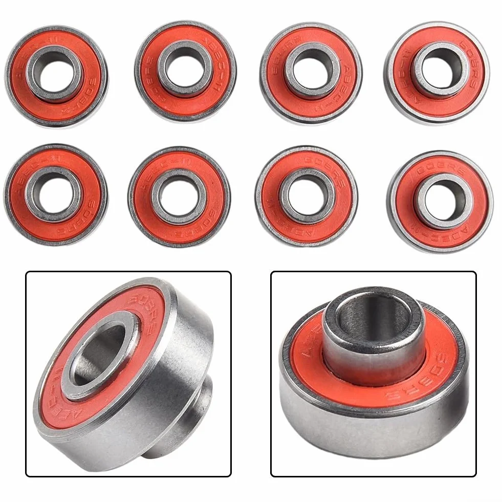 DAZZLEEX 608 2RS ABEC11 Rodamiento de acero, silencioso, placa larga, 8 piezas