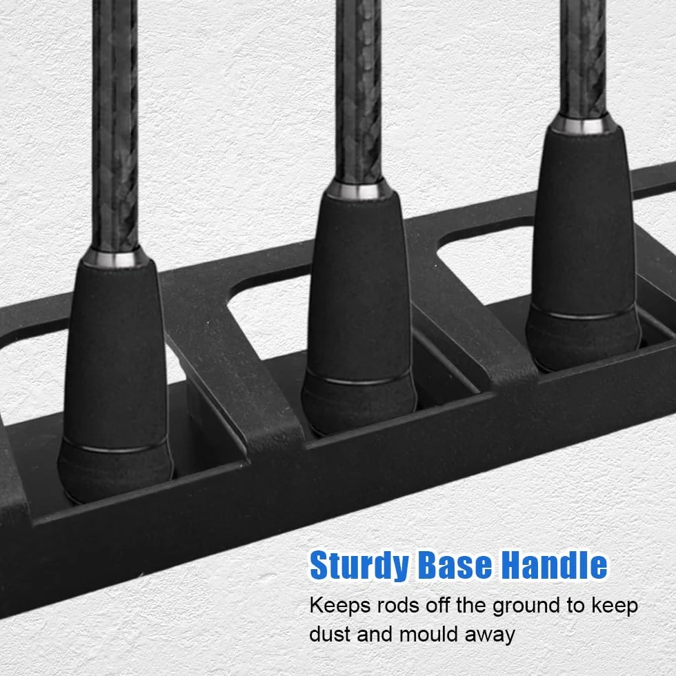 Soportes para caña de pescar vertical y horizontal – Estantería de pared para 6 polos, estante de almacenamiento Rod Rack negro
