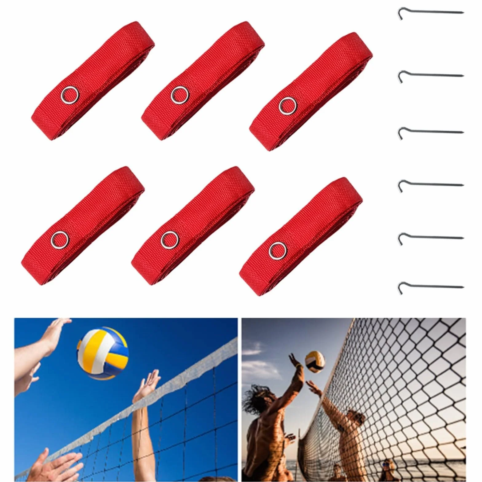 Playa Voleibol Límite Líneas Corte Marcado Kit 8X16m Nylon Línea Cinta Con Estacas De Tierra