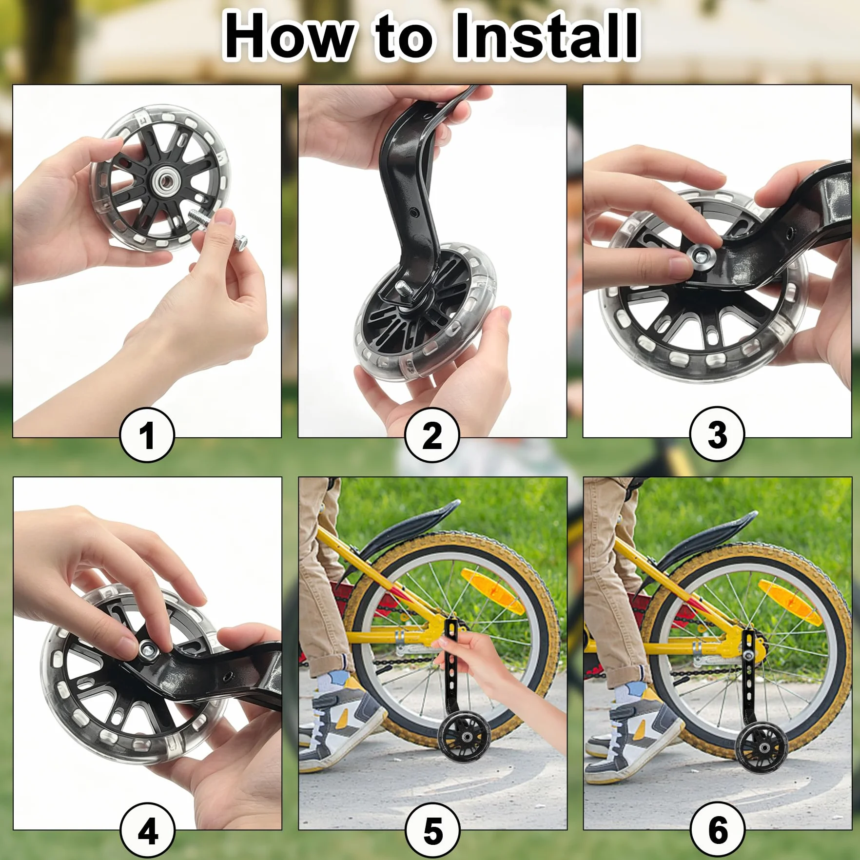 VEEKAY Ruedas de apoyo para bicicleta infantil Estabilizadores Ruedines Universal 12 14 16 18 20 Pulgadas