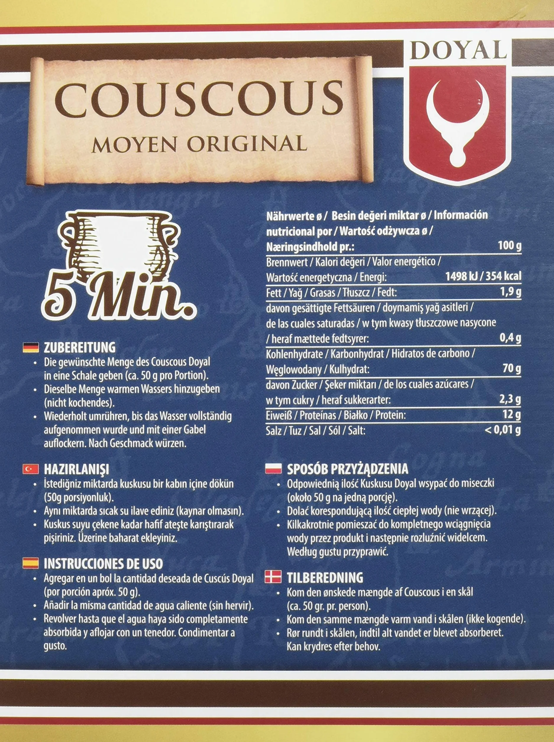 Doyal, Cuscús - 12 de 500 gr. (Total 6000 gr.)