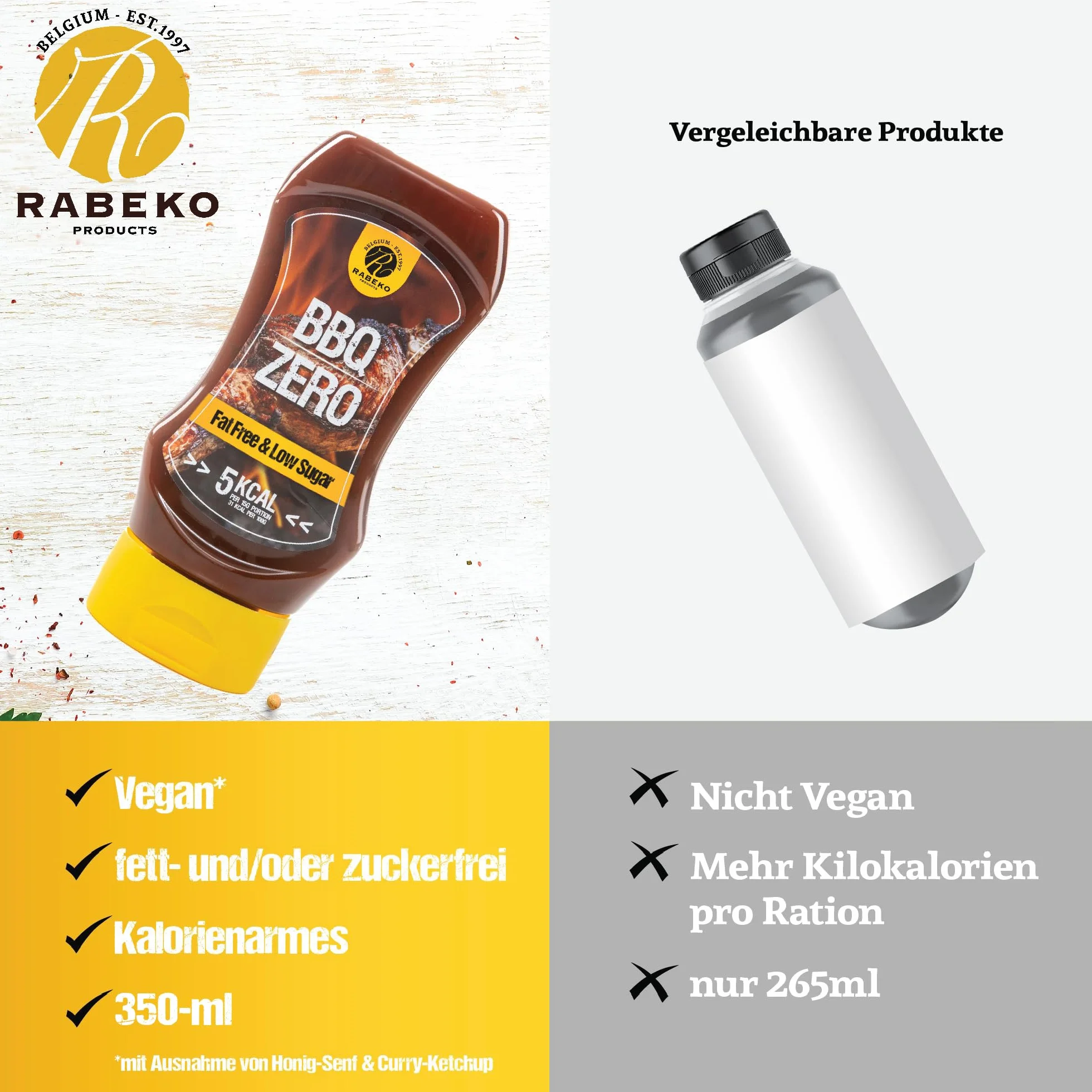 Rabeko Zero Sauce - trufa cero, 3 x 350 ml - productos saludables bajos en carbohidratos, bajos en calorías y grasas para ensaladas, papas fritas, hamburguesas - sin gluten ni lactosa