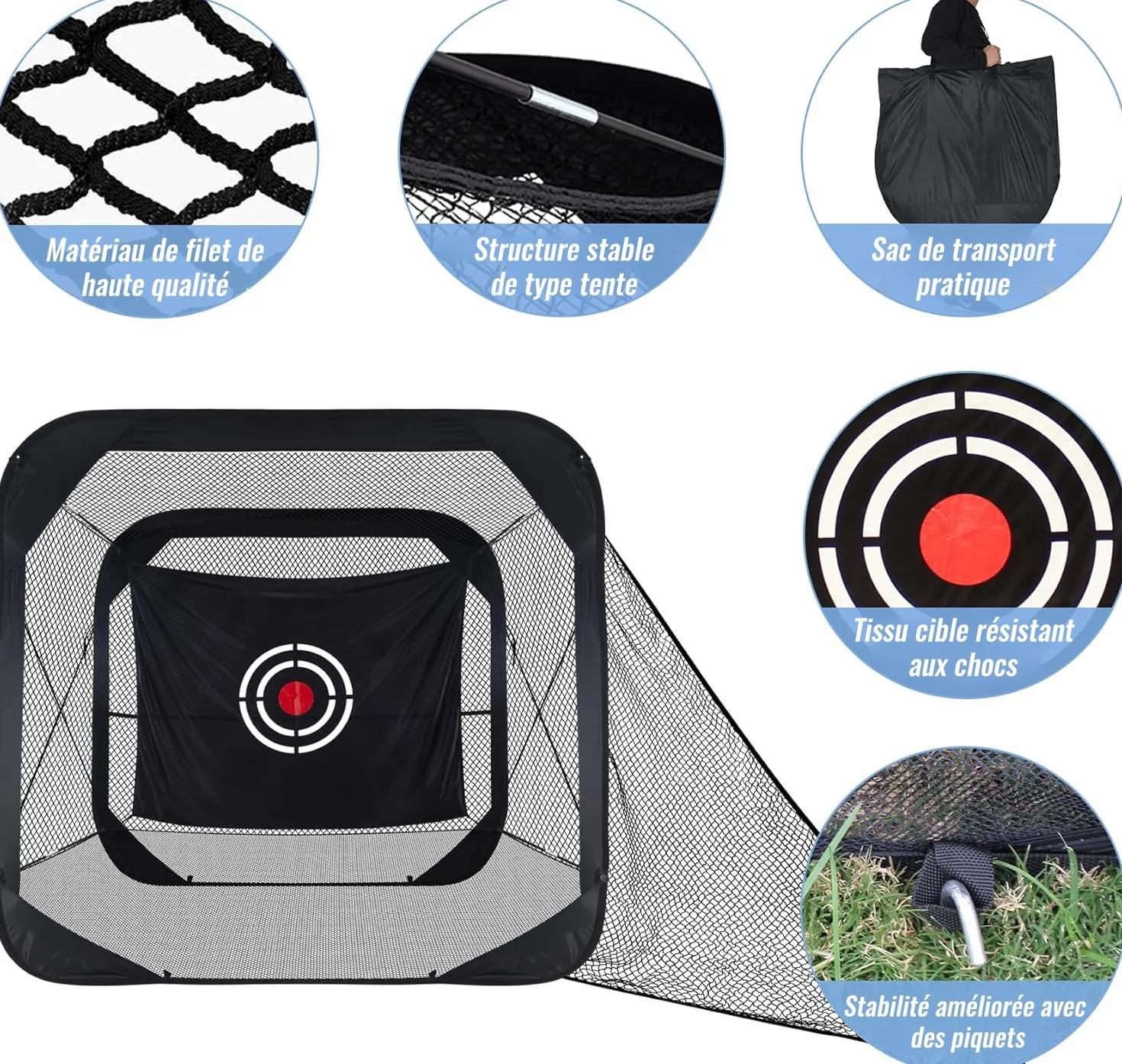 Kapler Red de Golf,2.1x2.1x1.2 m Red Golf, Red de práctica de Golf Pop-up, Negro, Red de Golf portátil