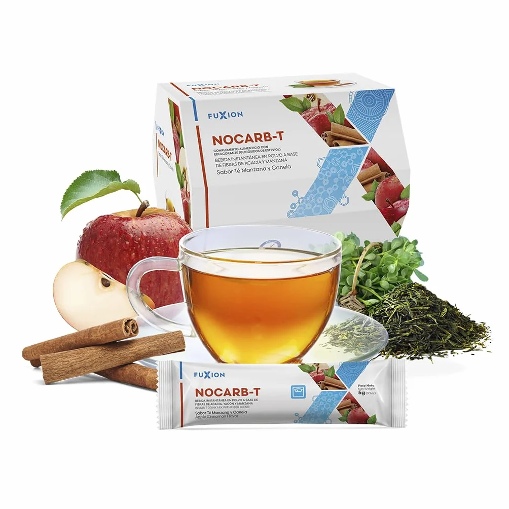 NOCARB T Té de Fibras Solubles, Yacon, Manzana, Canela y Green Tea. Te divina solucion para Control de Azúcar y Carbohidratos. Infusiones sin azucar. Tea bags de 5g (Pack 2, 141, gramo)