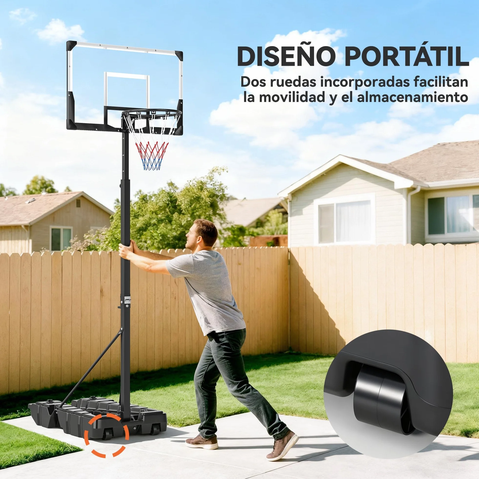 SPORTNOW Canasta de Baloncesto Exterior Altura Regulable 230-305 cm Portátil Marco Plegable