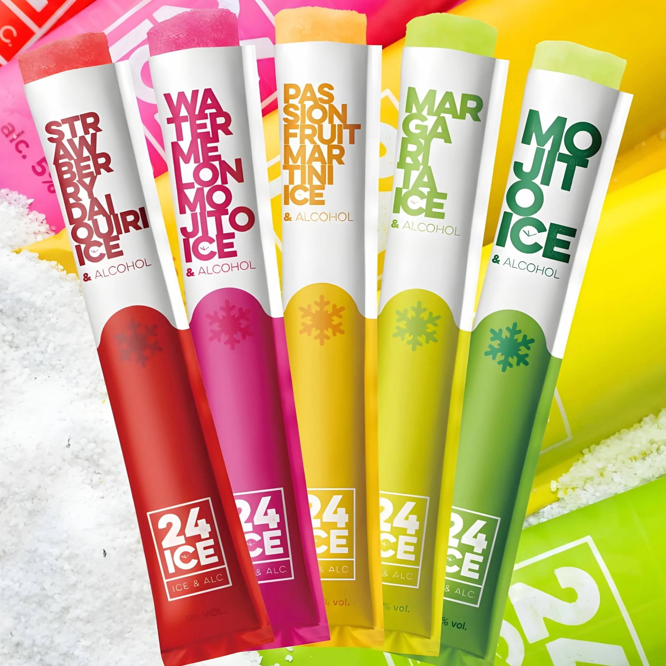 24 ICE Frozen Cocktails Mix Pack 20 Unidades 5% Vol – Cócteles Helados Sabores Strawberry Daiquiri, Watermelon Mojito, Passion Fruit Martini, Margarita y Mojito - Distribuido por Laborawi