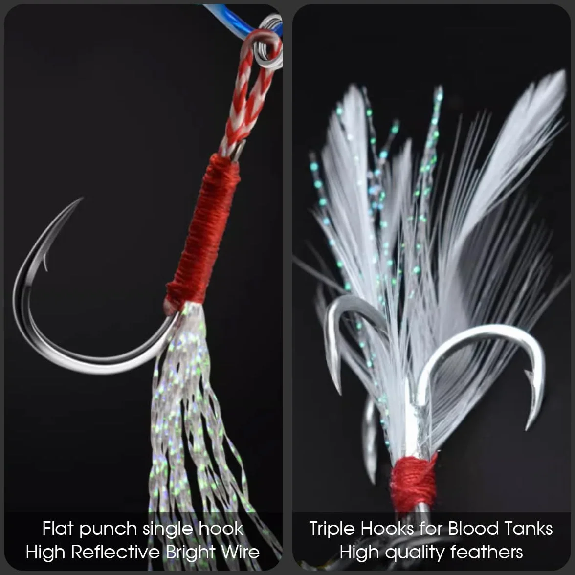 Señuelos de Pesca de Mar Hundimiento Profundo WASAGA 4 Piezas 60-180g Cebo Giratorio Metal Duro para Atún Salmón Mero Jigging