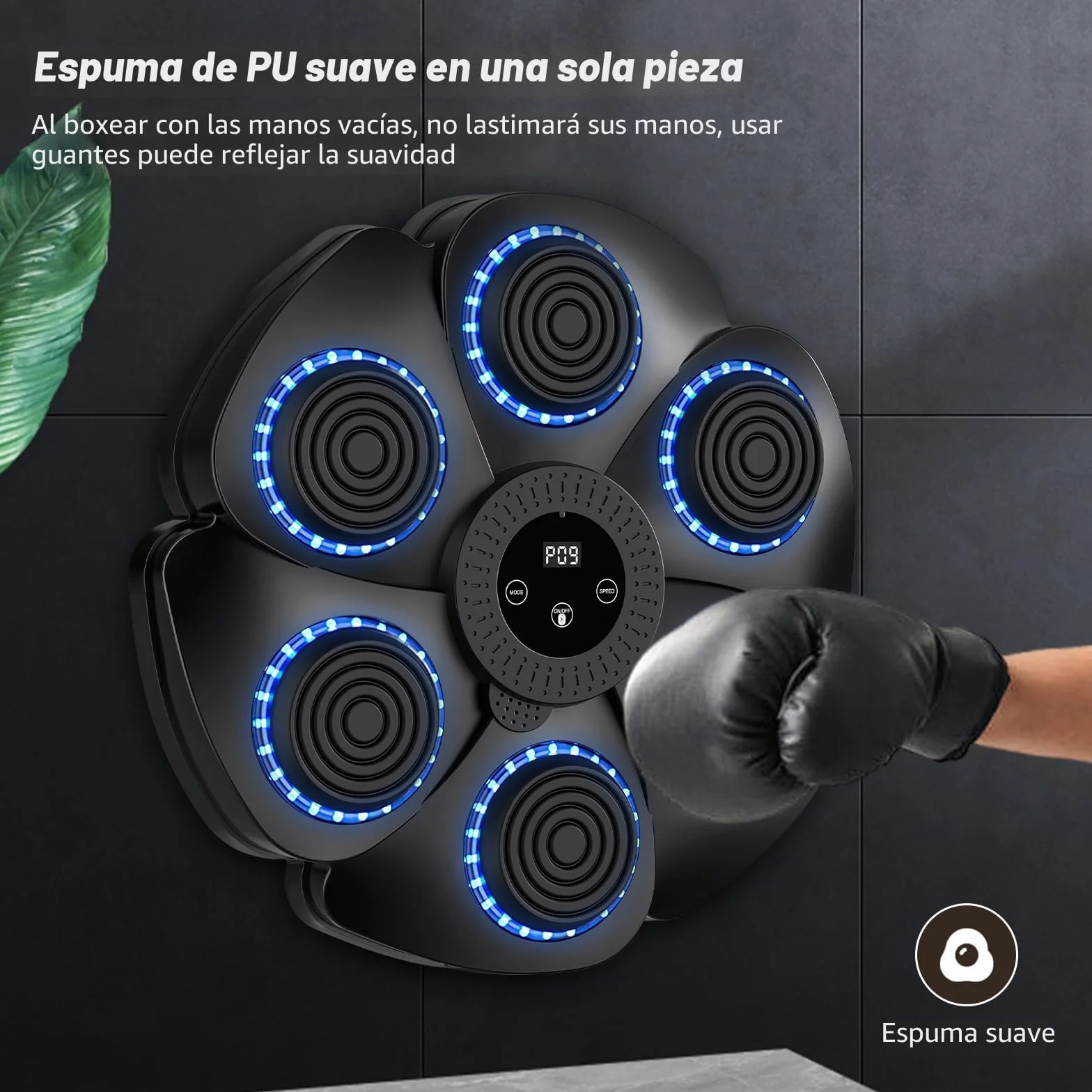 Máquina de boxeo musical Bluetooth inteligente montada en la pared con 9 modos de velocidad y contador para adultos y niños