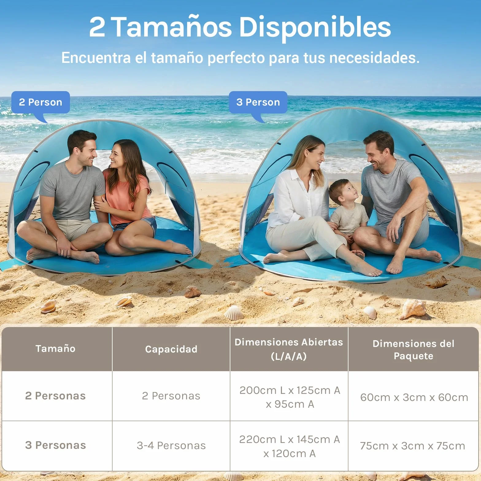 Wolfwise Tienda de Playa UPF 50+ Plegable para 2-7 Personas con Sombrilla Deportiva