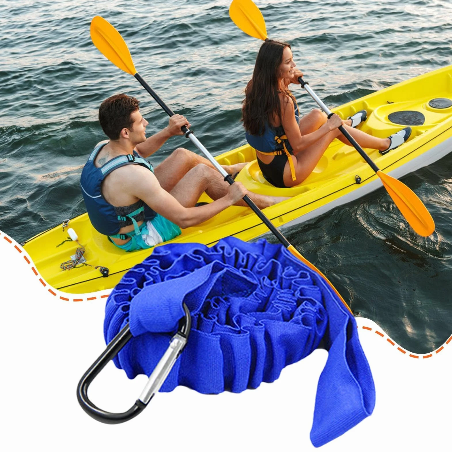 Cuerda de remo para kayak, cordón elástico en espiral con autobloqueo, accesorios de pesca portátil