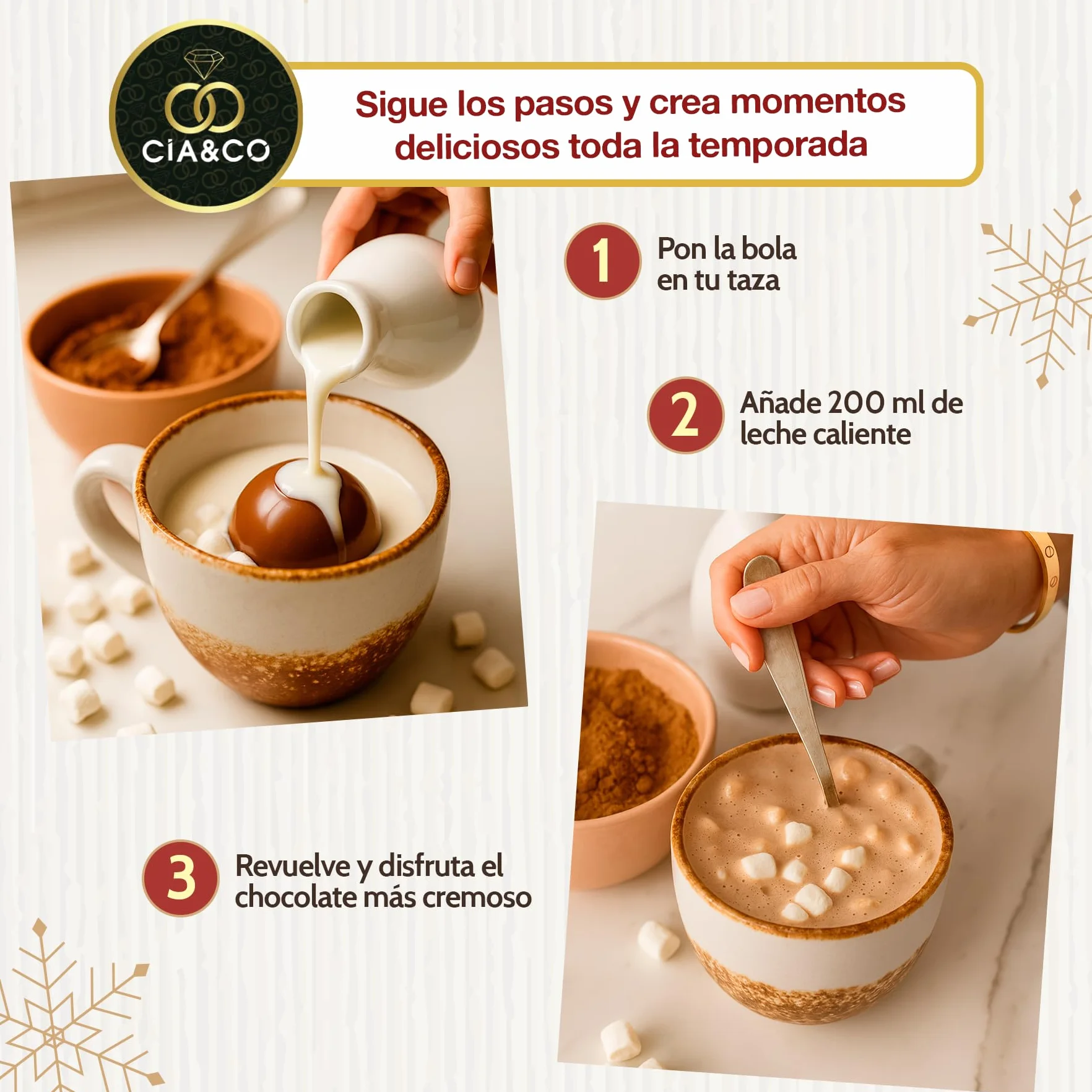 Bolas de Chocolate Caliente Belga con Nubes Pack XXL 12 Bombas Premium Malvaviscos Chocolate a la taza Regalo Navideño