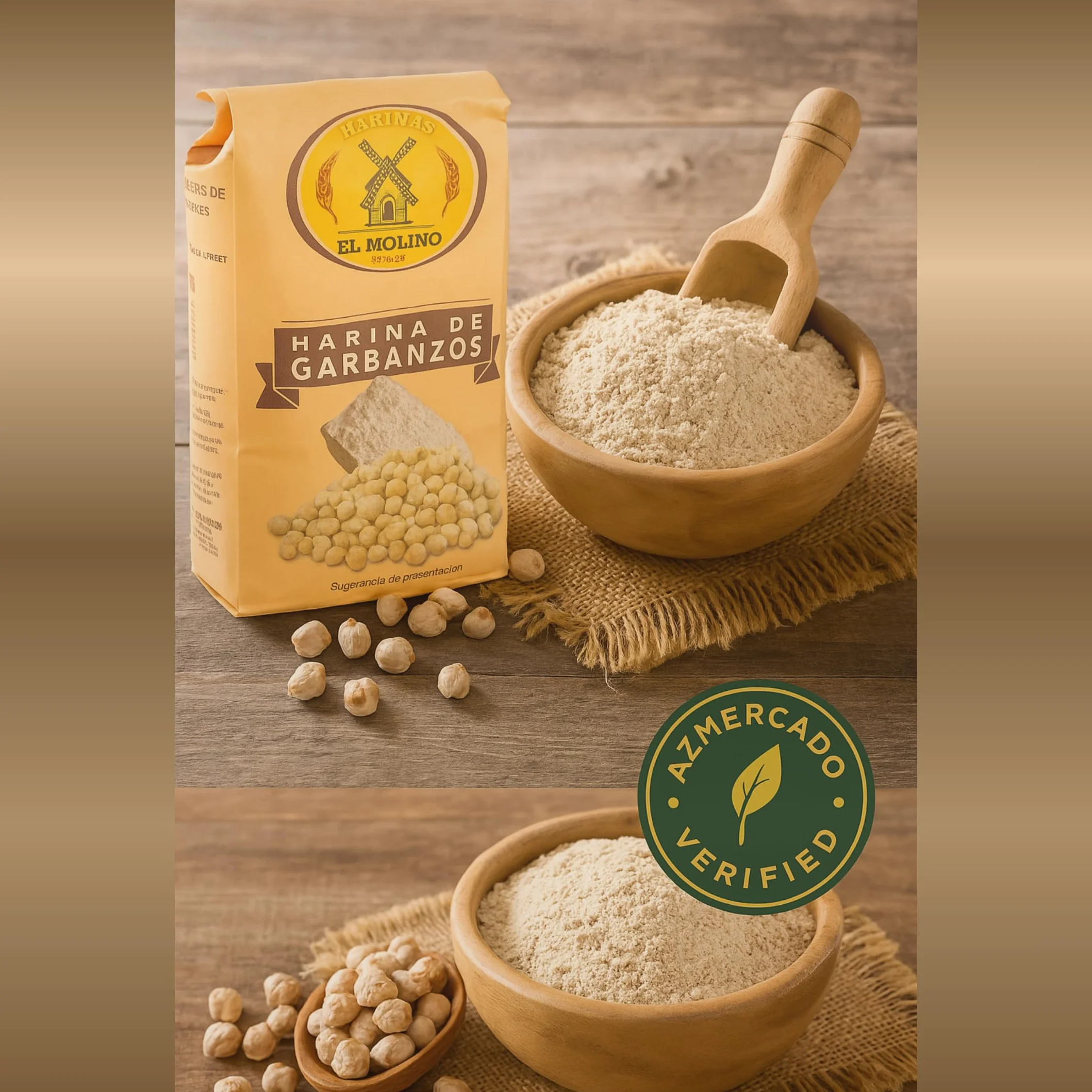El Molino - Harina de Garbanzos - 5 Kg - Ideal para Dietas Veganas, Alta en Proteínas y Fibra, Perfecta para Repostería y Cocina Saludable