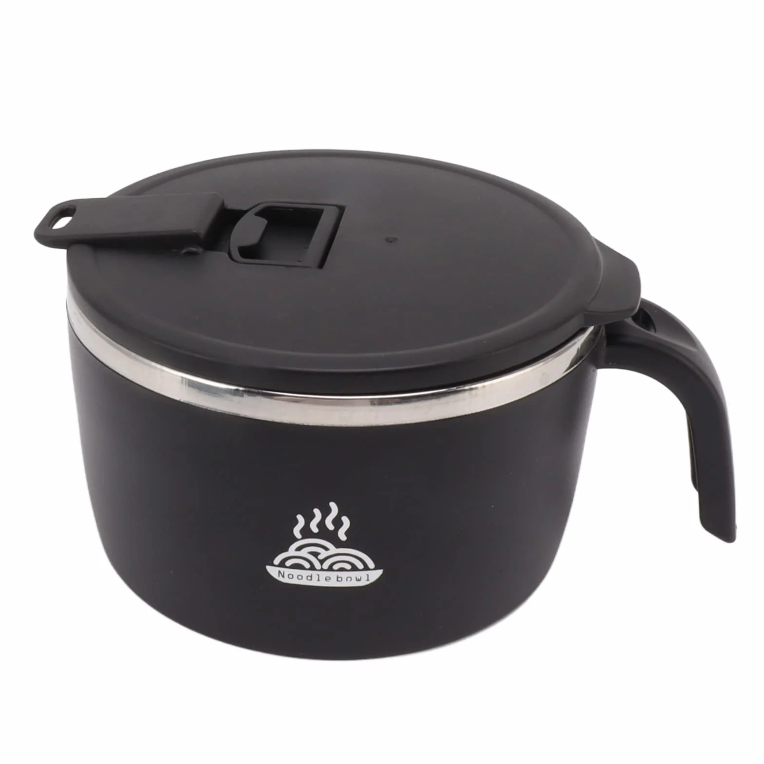 gernie Tazón de Fideos Instantáneos, Tazón de Ramen Instantáneo de Acero Inoxidable de 900 Ml con Tapa y Soporte para Teléfono Tazón de Sopa de Fideos Instantáneos, Cocina de Fideos