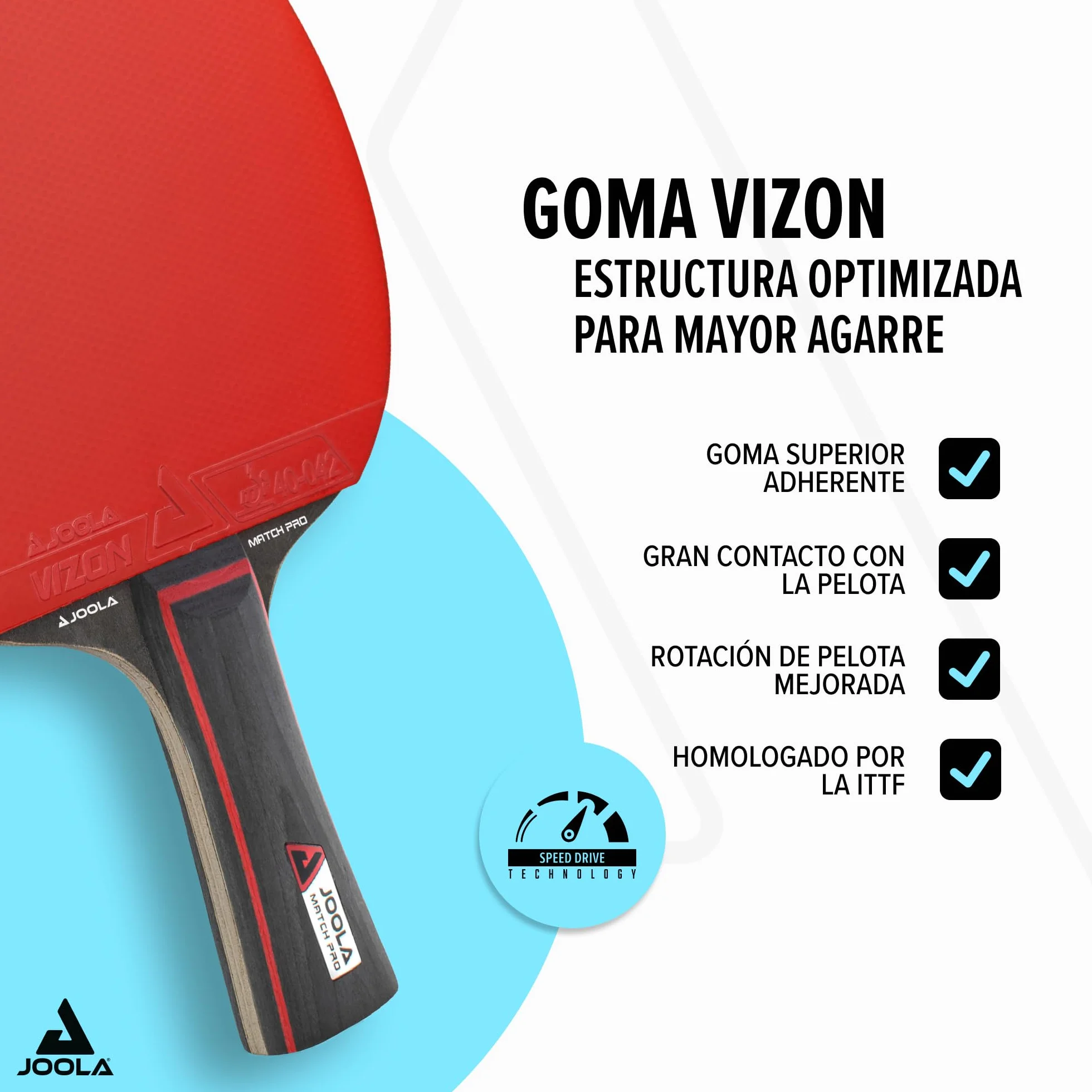 JOOLA Raqueta de Tenis de Mesa Match Pro ITTF 4 Estrellas Negro Rojo 1,8 mm Grosor Esponja