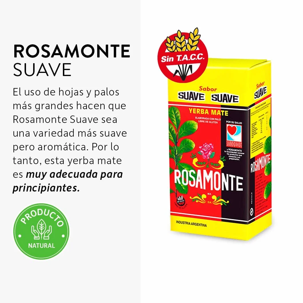 Pack de Yerba Mate Rosamonte Suave 1Kg - 3 Unidades - Total 3 Kg de Yerba Mate