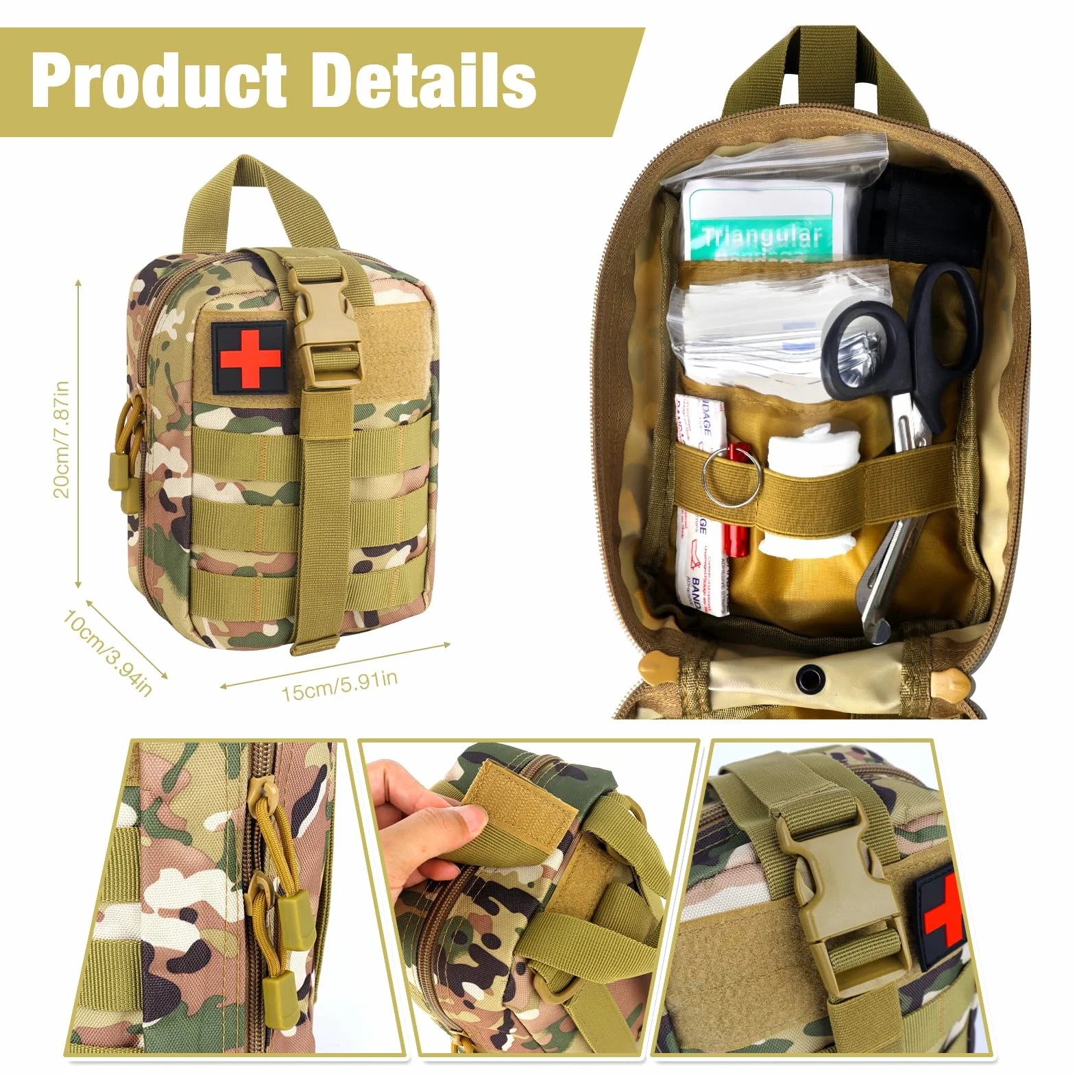 Botiquín de Primeros Auxilios Táctico 54 Piezas Militar Kit de Emergencia Camuflaje PRO