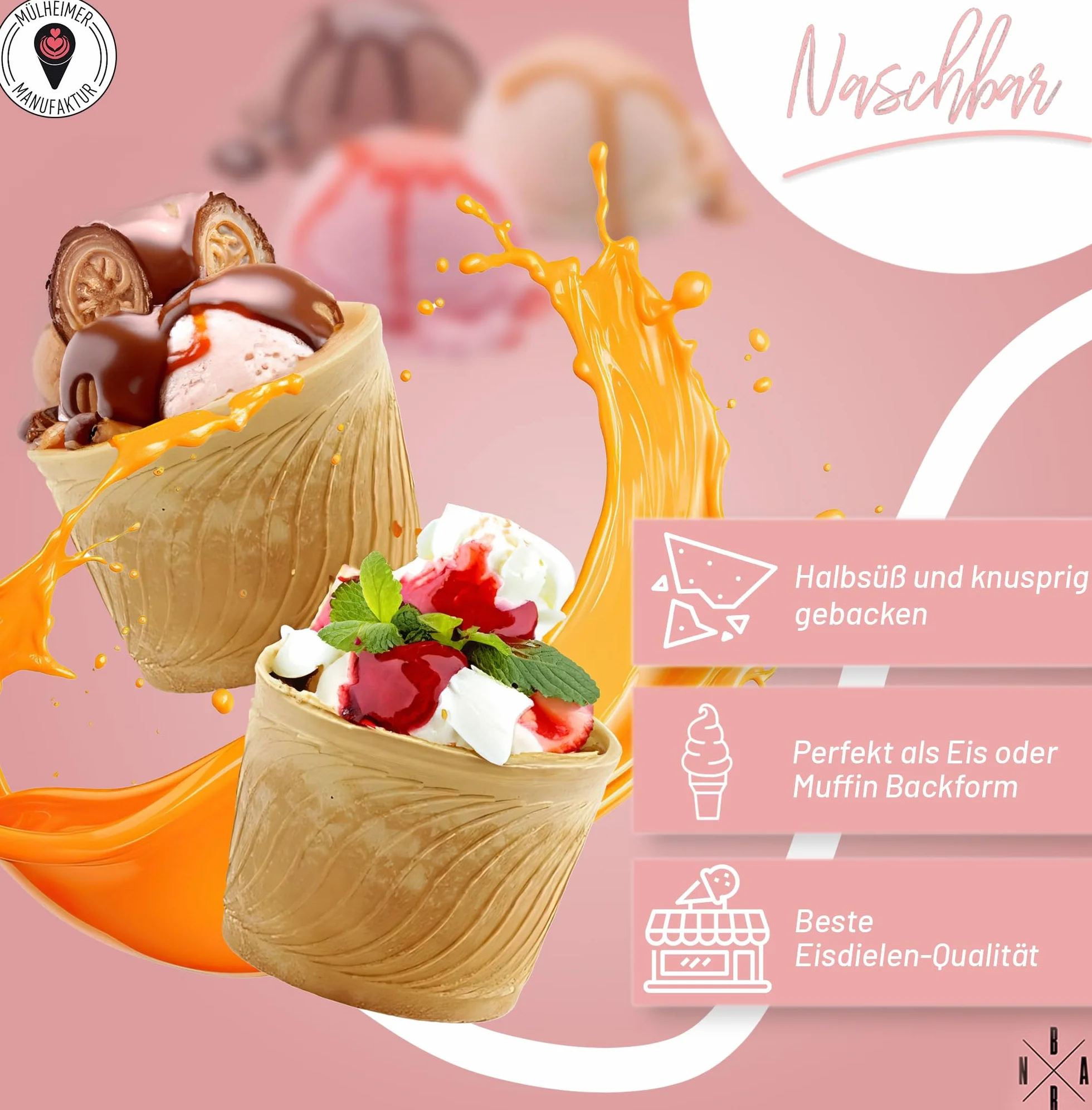 Cono de Helado | 150ml | 62xØ76mm | 10 pieza | Comestible Moldes para Muffin y Cupcake | Cuenchos para salsas y fruttas | Barquillos para helado, Cucuruchos