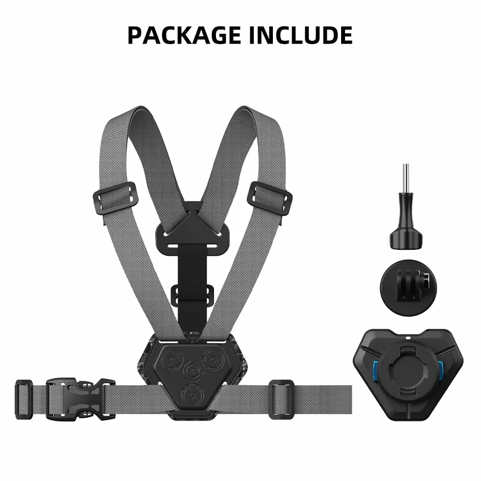 Arnés magnético ajustable liberación rápida compatible GoPro Hero 13/12/11/10/9/8/7/6/5 Negro DJI Osmo Action 5 Pro/4/3/2 Insta 360 One R