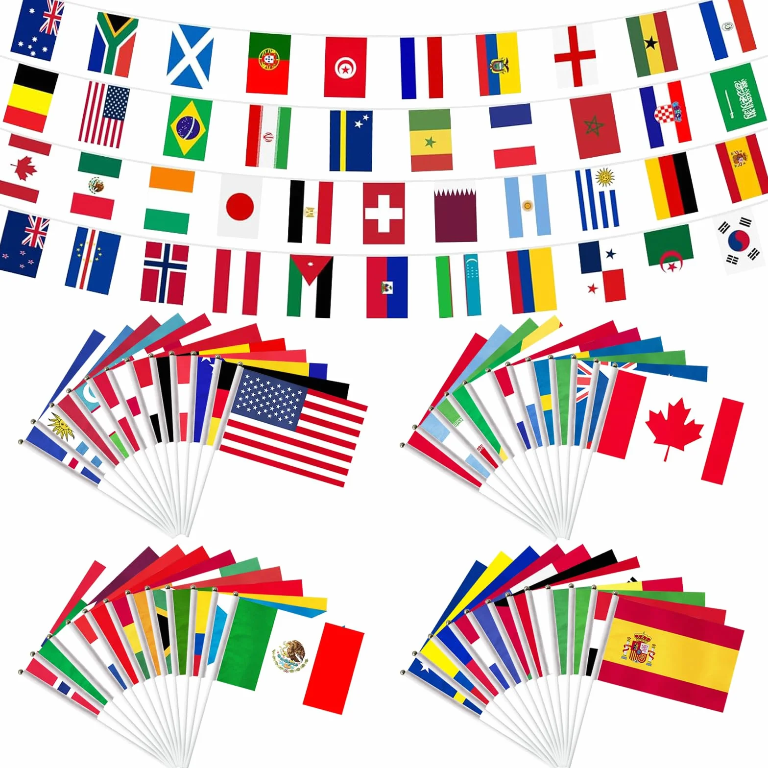 Copa del Mundo 2026 Decoración, 49 piezas, 48 banderas, Bunting 15 m, para eventos de fútbol